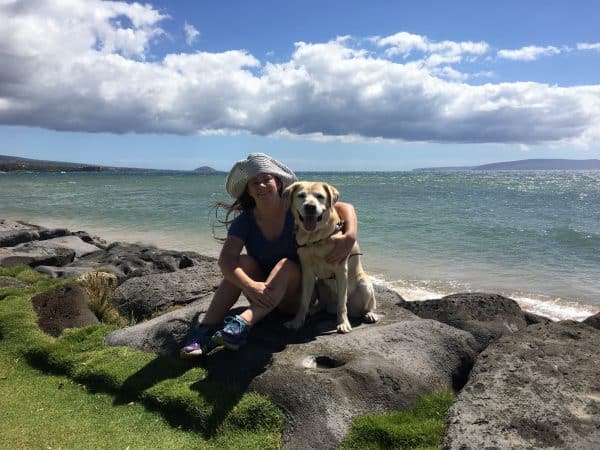 Deafblind Cochlear Implant Recipient with her Guide Dog