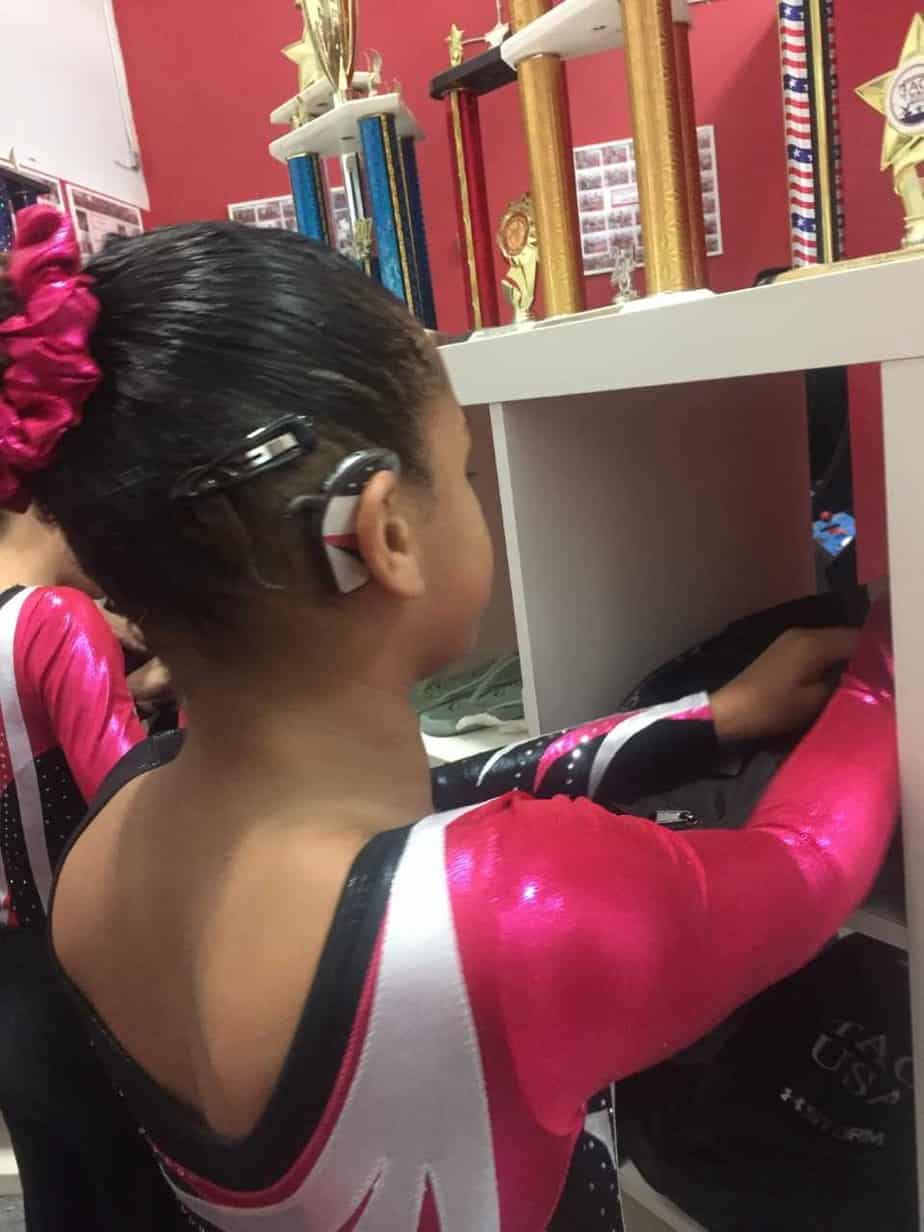 Bella, gymnastics with hearing loss