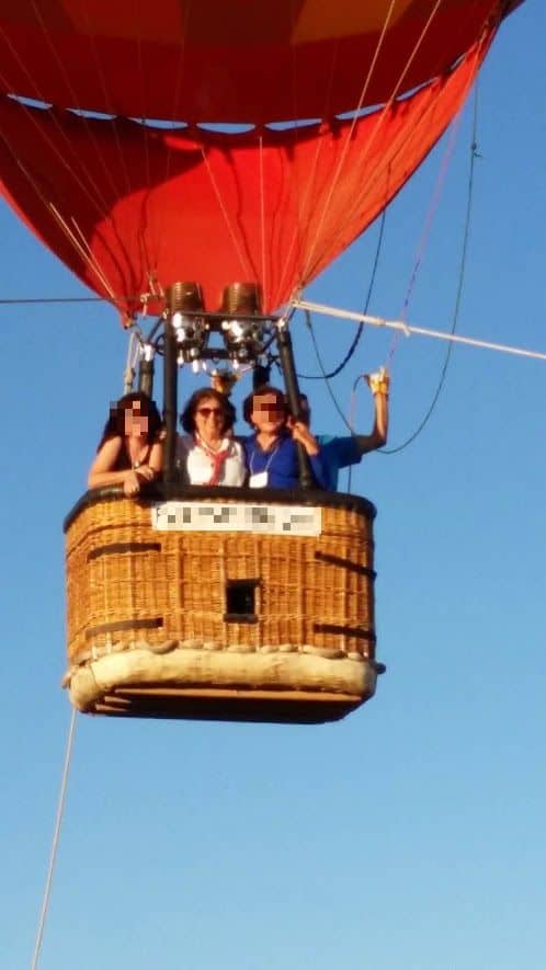 Rita in a hot air balloon, who found an alternative solution to hearing aids
