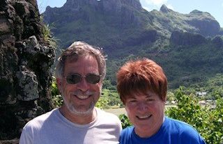 Neil, on his cochlear implant cruise ship outbreak, with his wife